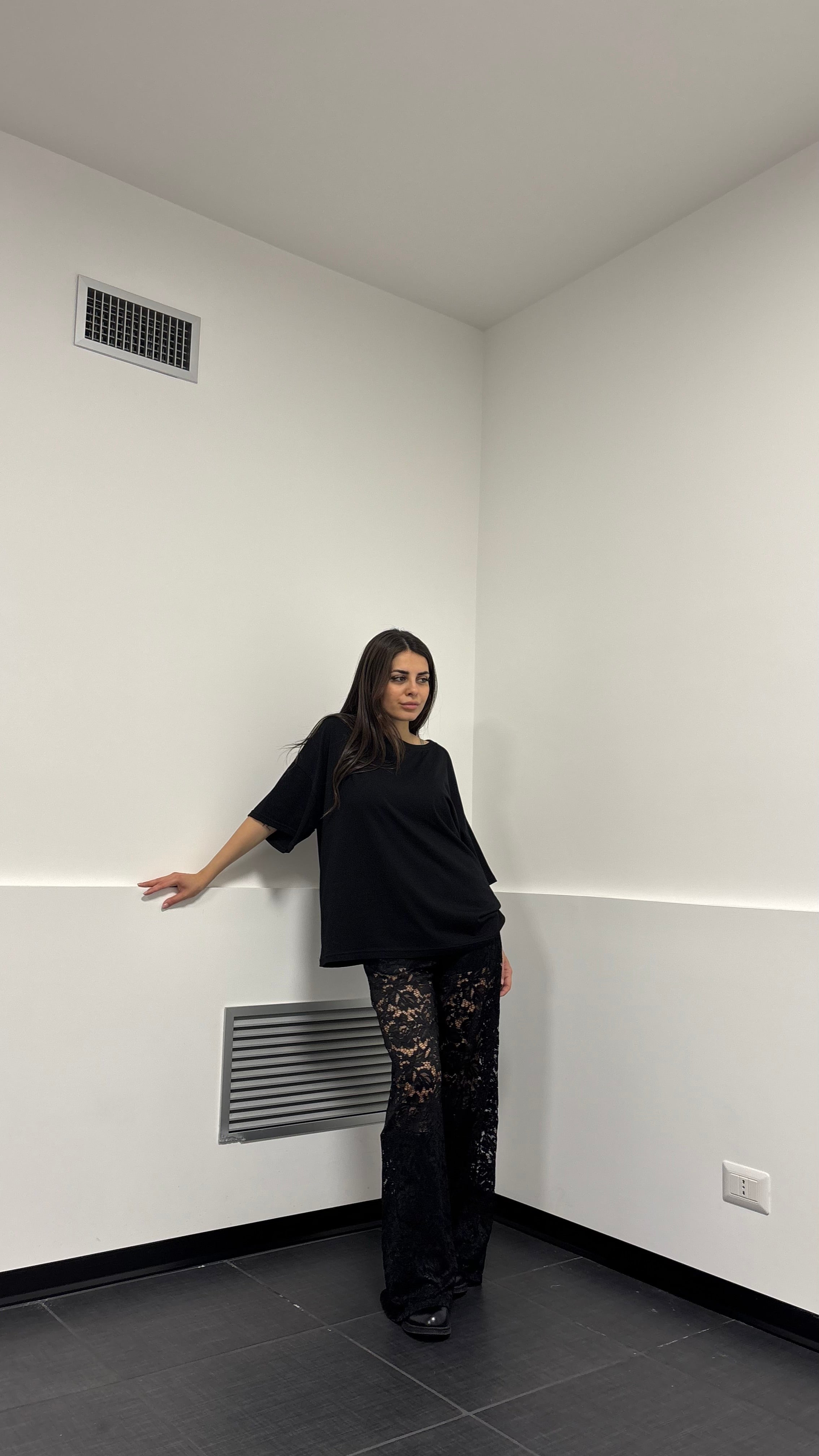 Set con pantaloni in pizzo