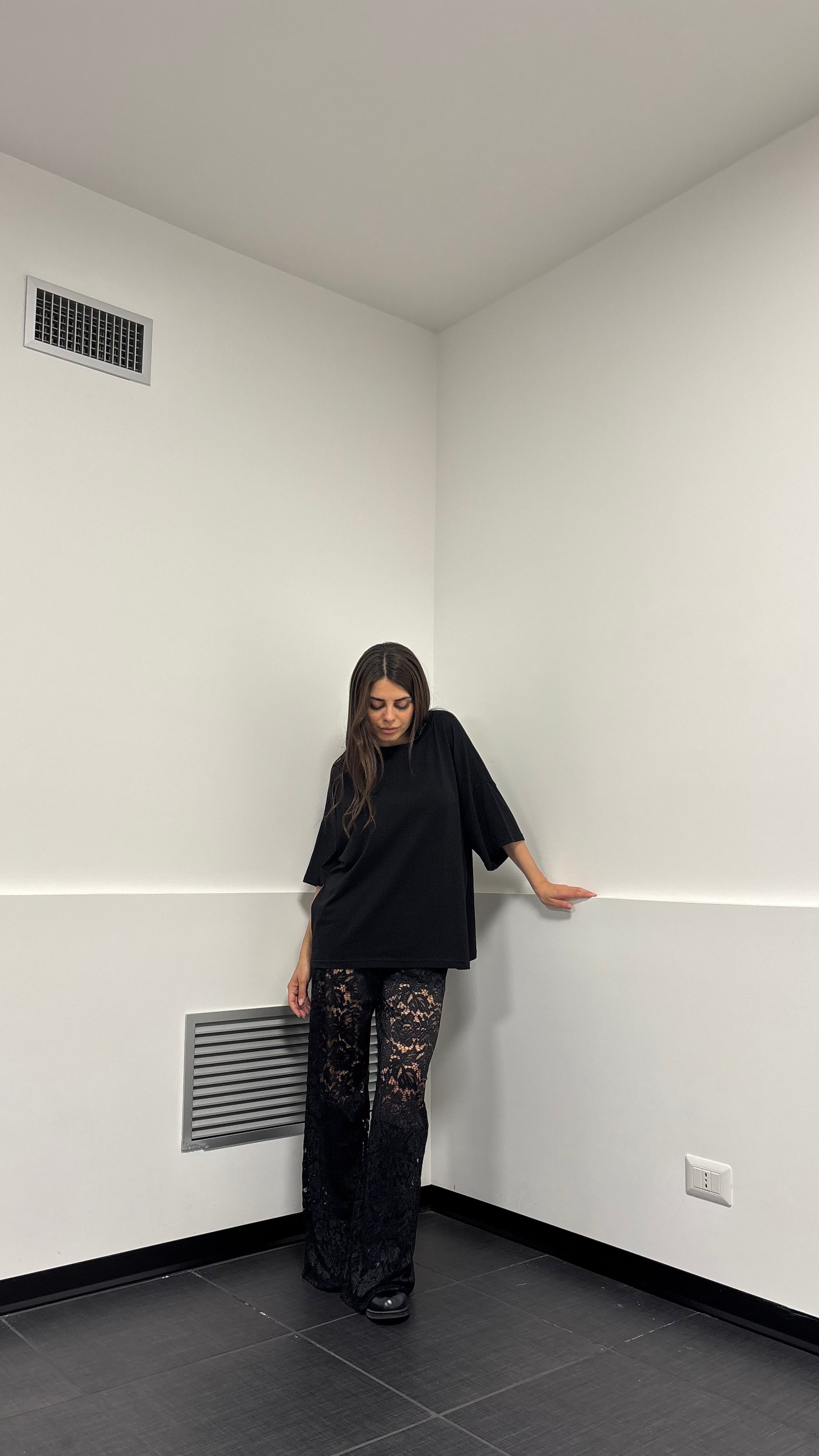 Set con pantaloni in pizzo